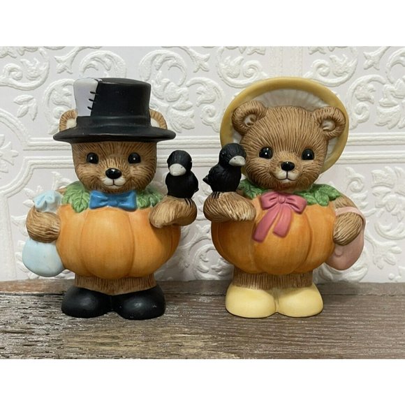 Other - Vintage Halloween Home Interiors  Pumpkin Patch Bears Set Kitschy Great Gift